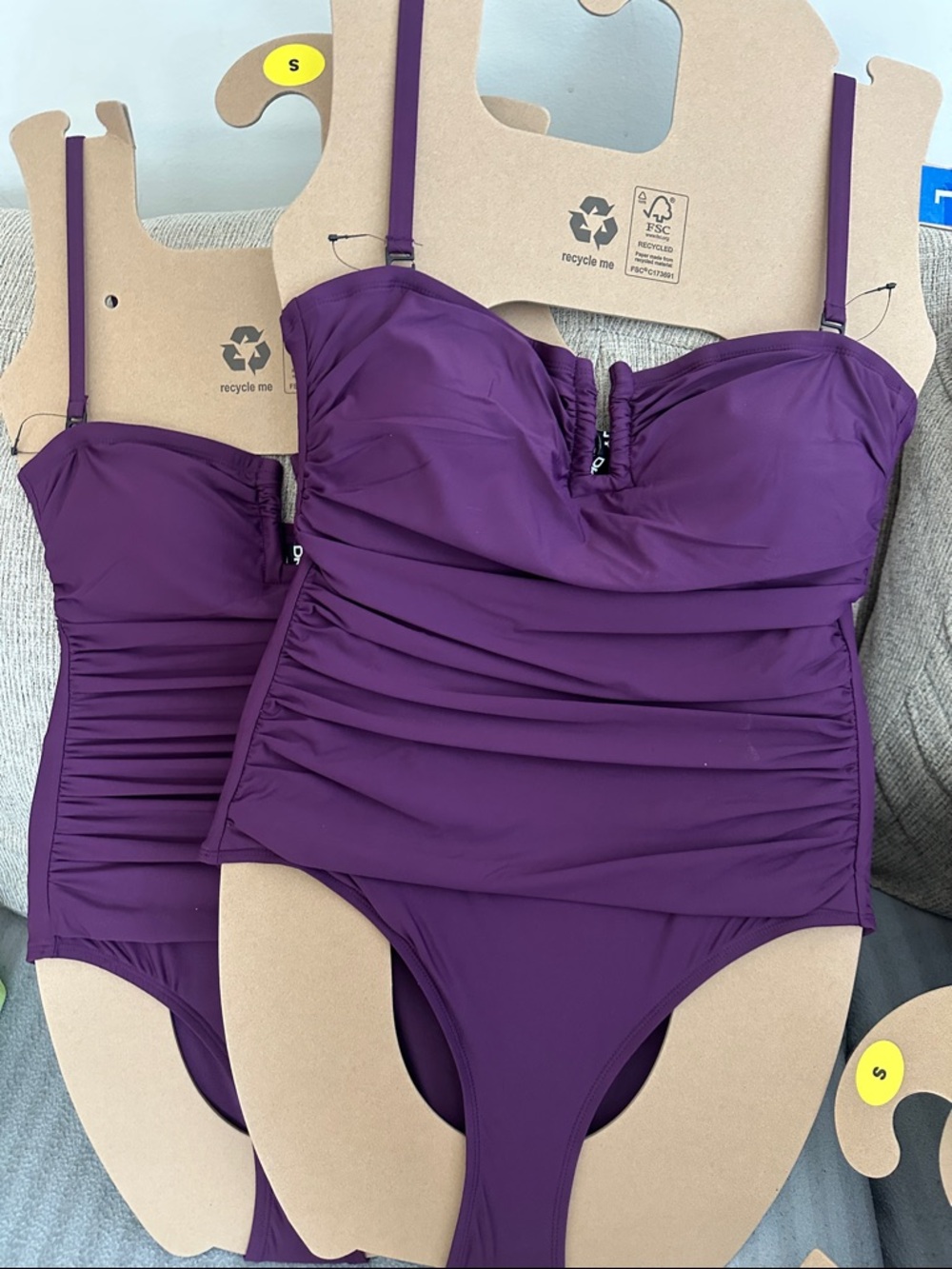 NWT DKNY Purple Ruched One-Piece Swimsuit Size Small,Large - Picture 5 of 8